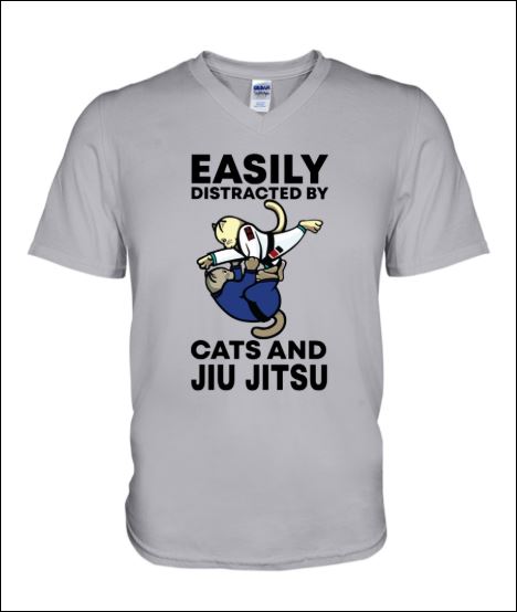 Easily distraced by cats and jiu jitsu v-neck shirt