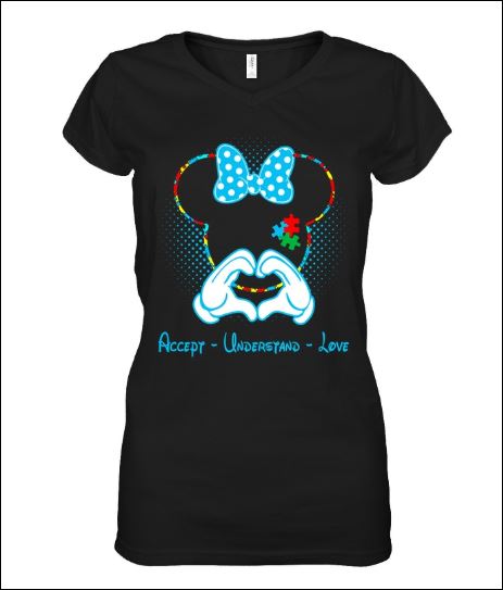 Minnie mouse autism awareness accept understand love v-neck shirt