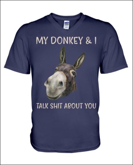 My donkey and i talk shit about you v-neck shirt