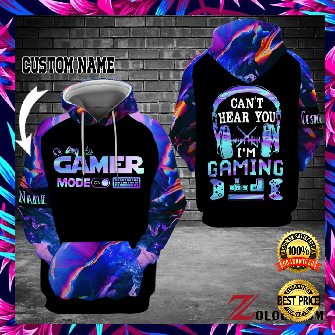 Gamer mode can't hear you i'm gaming all over printed 3D hoodie 5