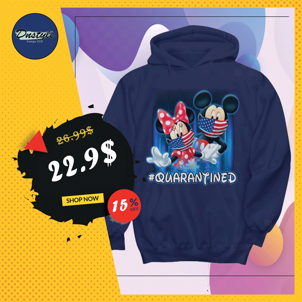 Mickey mouse and Minnie mouse wear mask quarantined hoodie