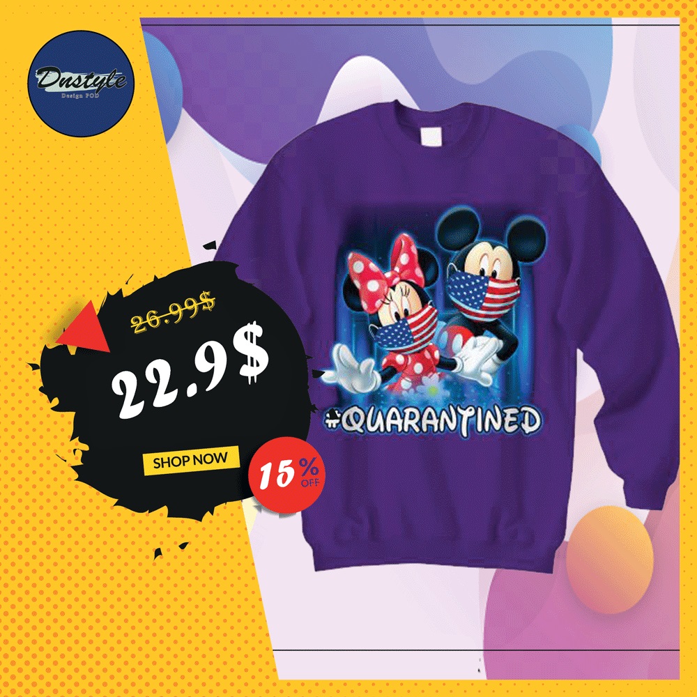 Mickey mouse and Minnie mouse wear mask quarantined sweater