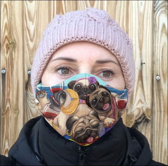 Pug beach cloth face mask