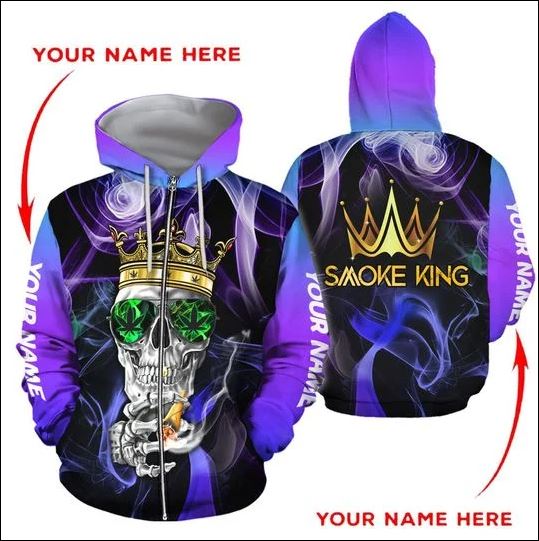 Smoke King skull 3D zip hoodie