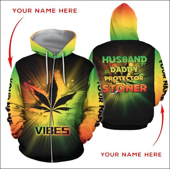 Vibes husband daddy protector stoner 3D zip hoodie