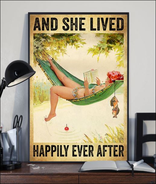 Fishing And She Lived Happily Ever After Satin Portrait Poster