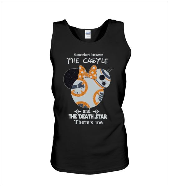 Minnie mouse somewhere between the castle and the death star there's me tank top
