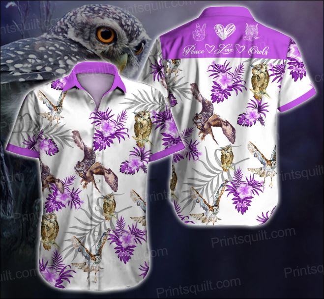 Peace love owls hawaiian shirt