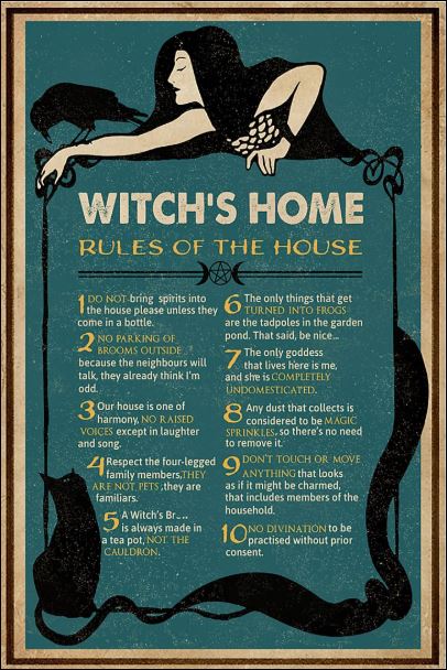 Witch's home rules of the house poster