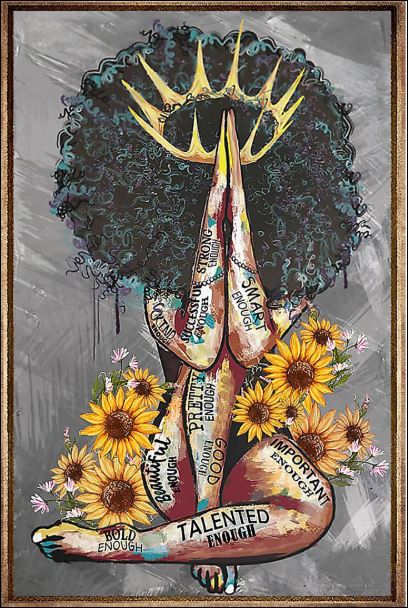 Black Queen with sunflowers poster