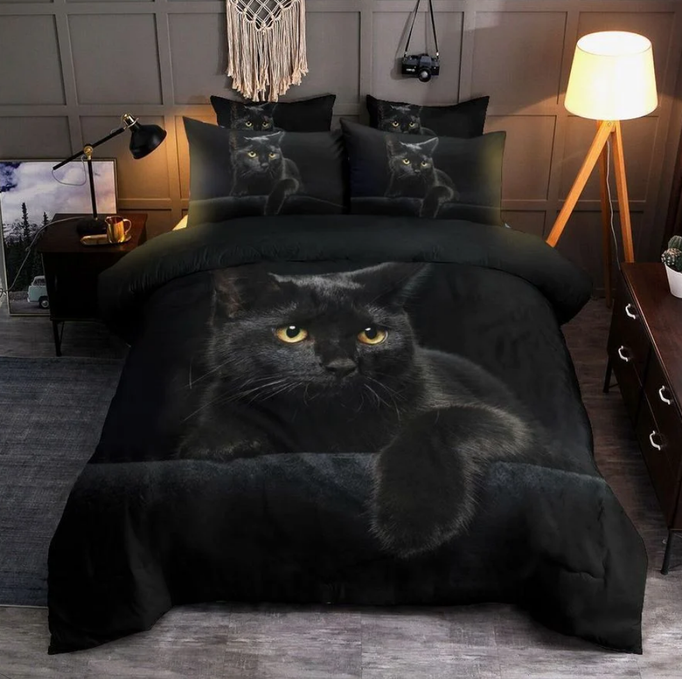 Black cat bedding set
