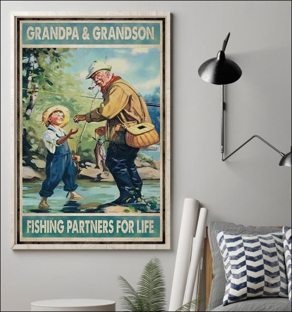 Grandpa and grandson fishing partners for life poster 1