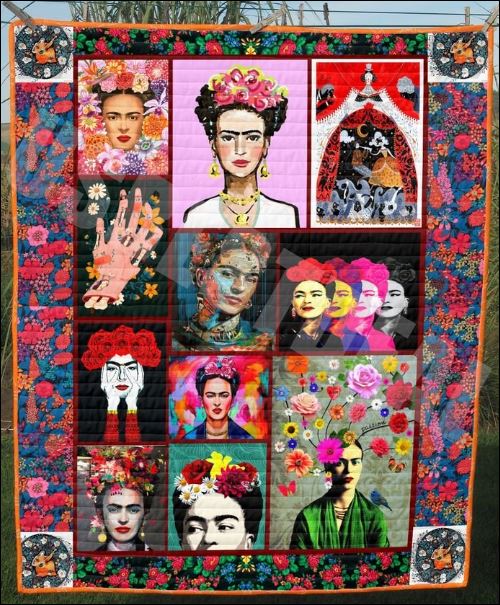 Floral Frida Kahlo quilt