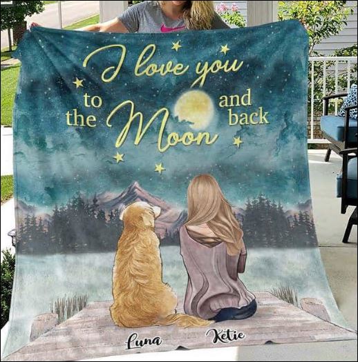 Personalized dog i love you to the moon and back quilt