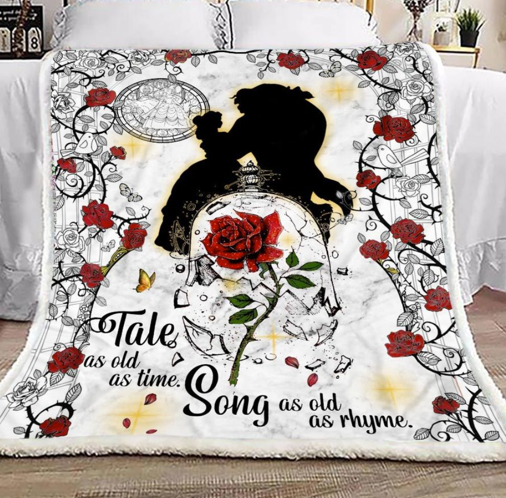 Beauty and the Beast tale as old as time song as old as rhyme fleece blanket