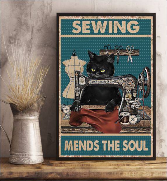 Black cat sewing mends the soul poster 2