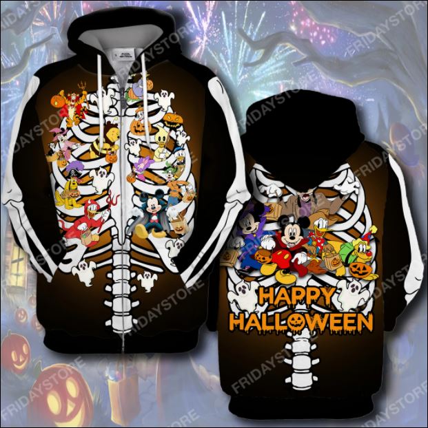 Disney Characters Happy Halloween 3D all over printed zip hoodie