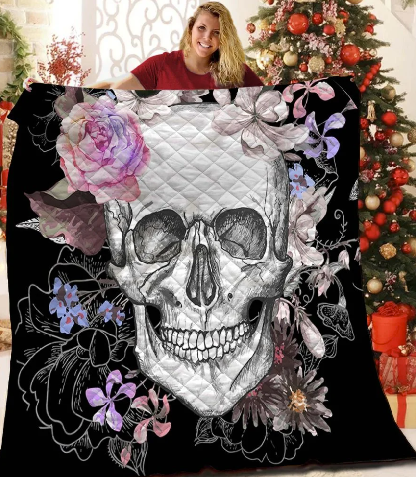 Floral skull 3D quilt