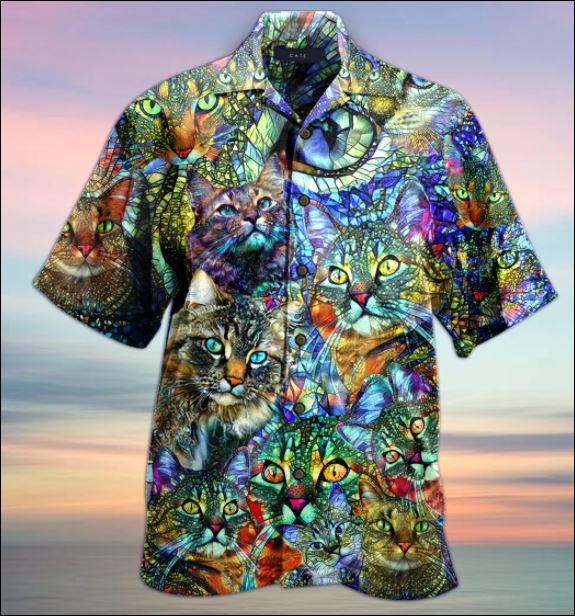 Kaleidoscope cat hawaiian shirt