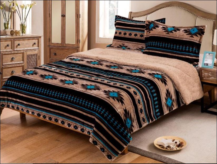Southwest Tan Aztec Turquoise bedding set