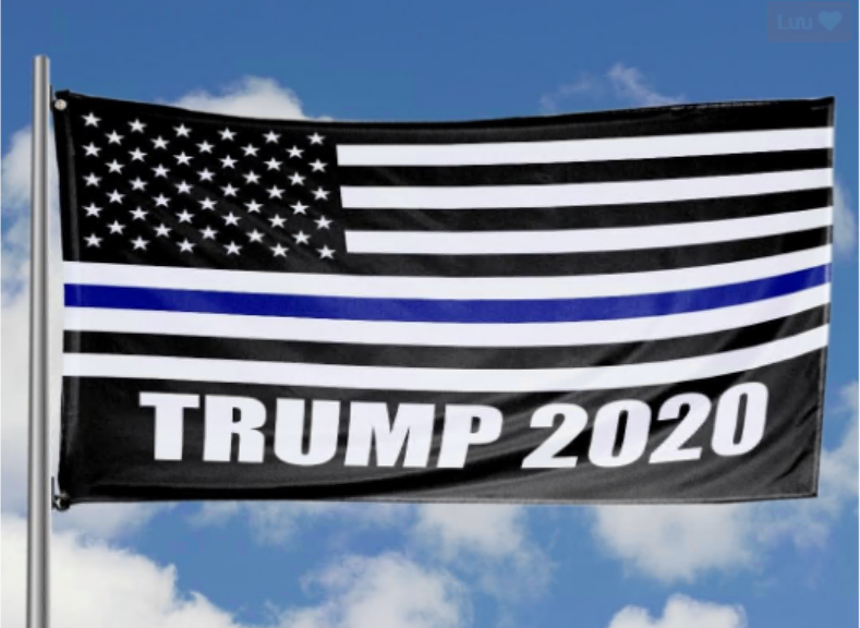 Trump 2020 black the blue American flag