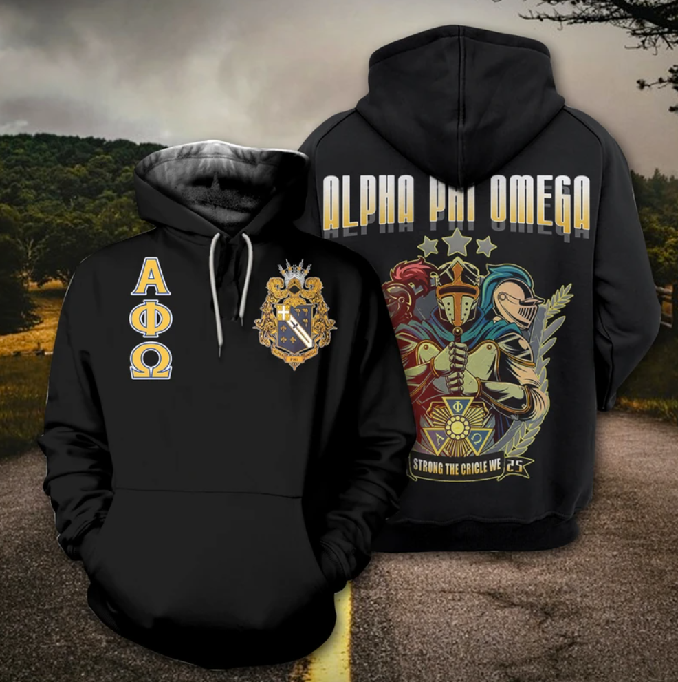 Alpha Phi Omega all over printed 3D hoodie
