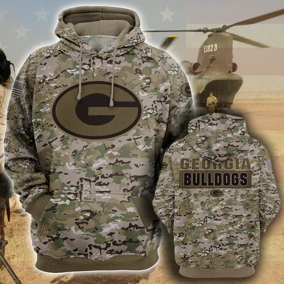 Army camo Georgia Bulldogs all over printed 3D hoodie