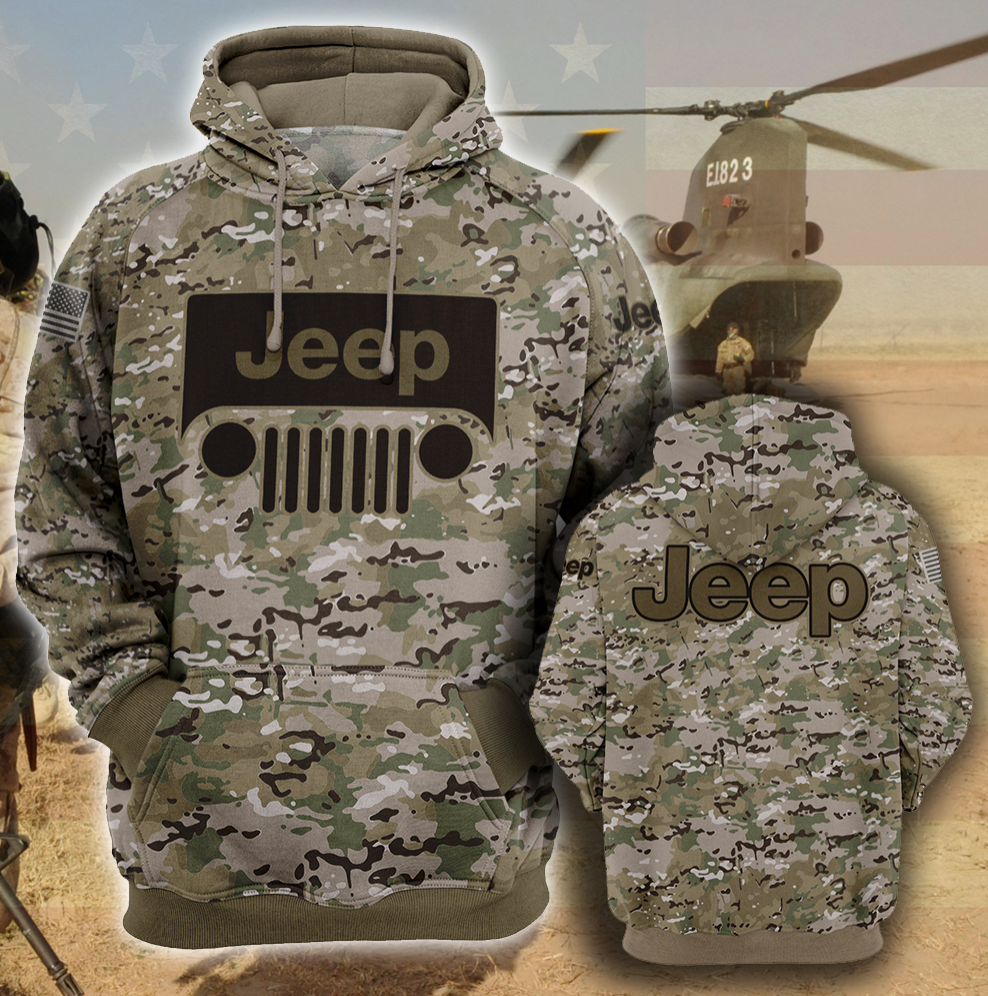 Army camo Jeep all over printed 3D hoodie