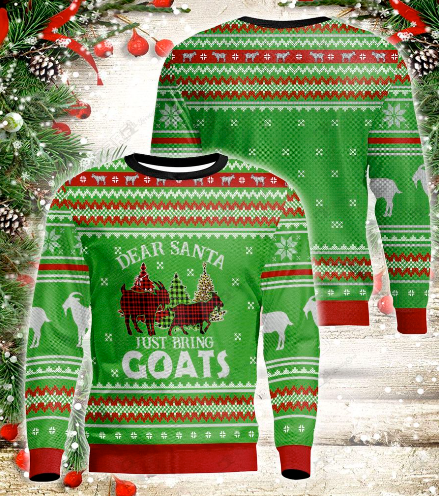 Dear Santa just bring goats 3D ugly sweater