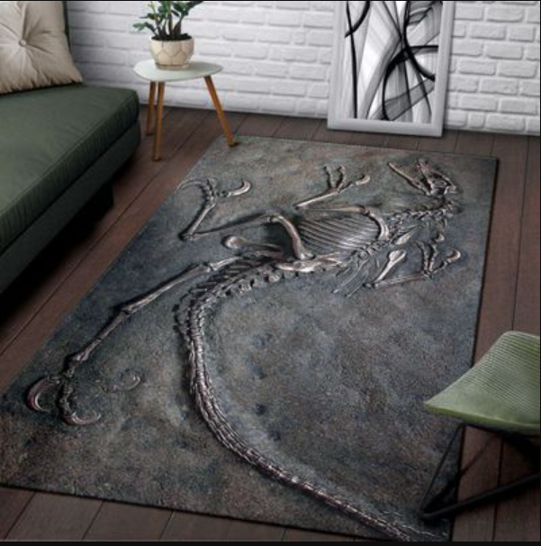 Dinosaur fossil rug