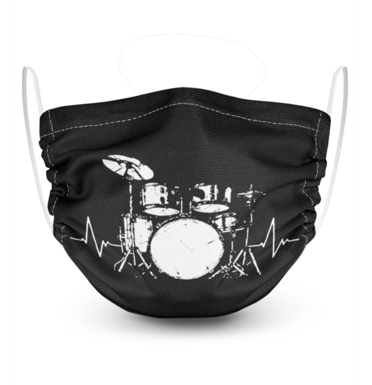 Drum set black and white face mask