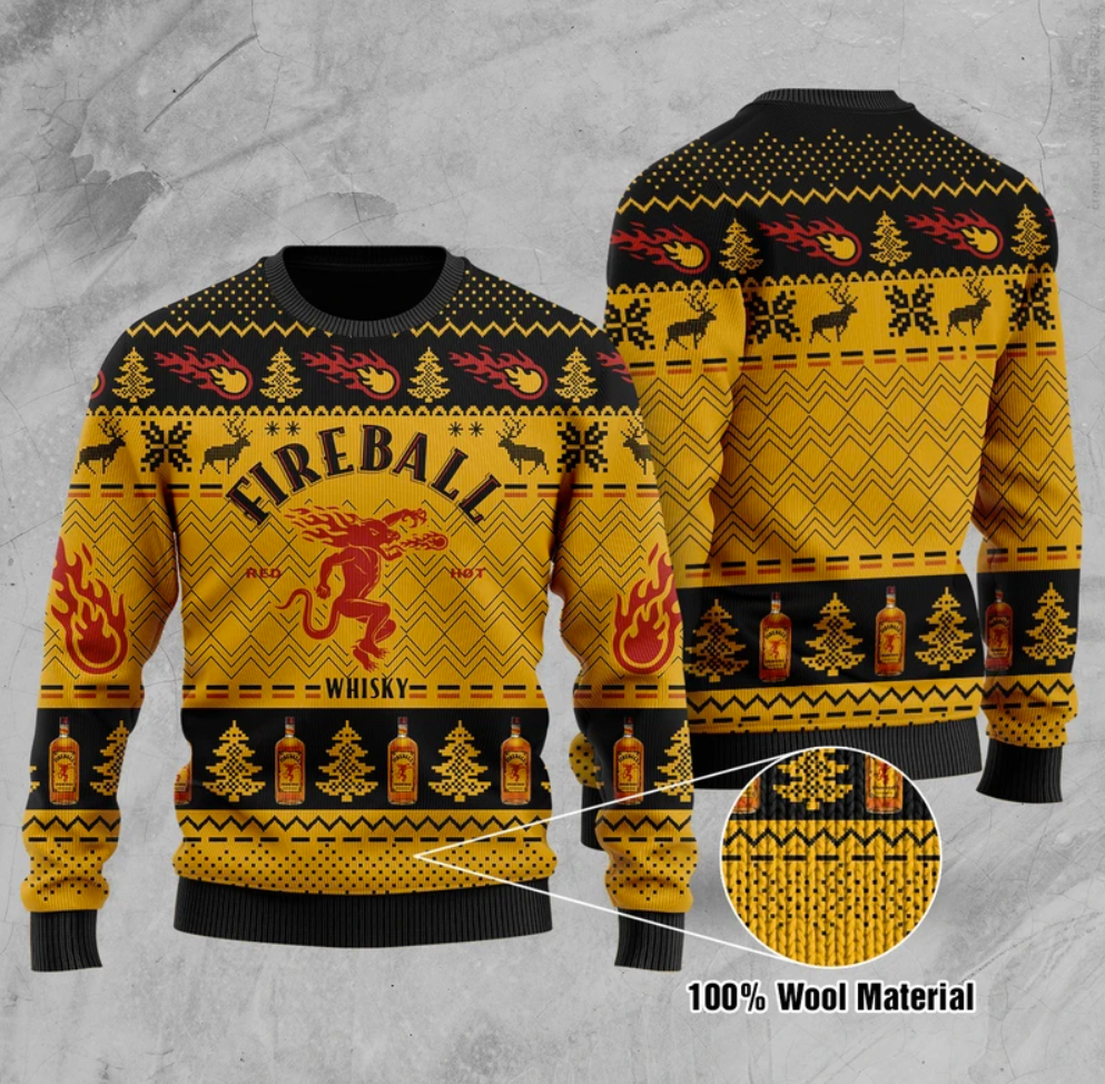 Fire ball whisky ugly sweater