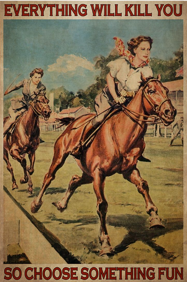 Horse racing everything will kill you so choose something fun poster