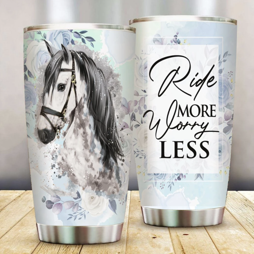 Horse ride more worry less tumbler
