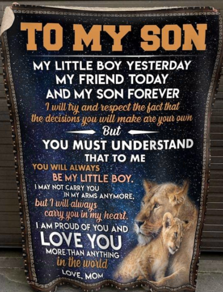 Lion to my son my little boy yesterday my friend today and my son forever quilt