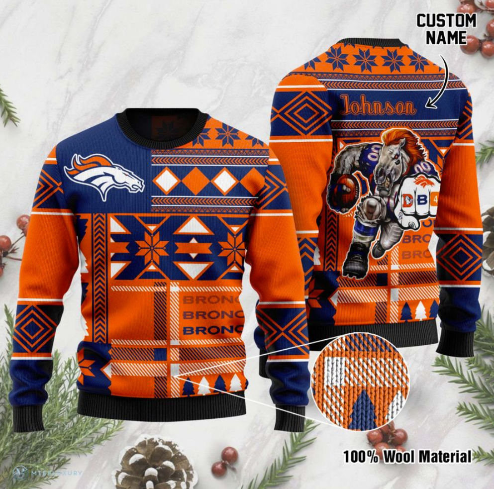 Personalized Denver Broncos ugly sweater