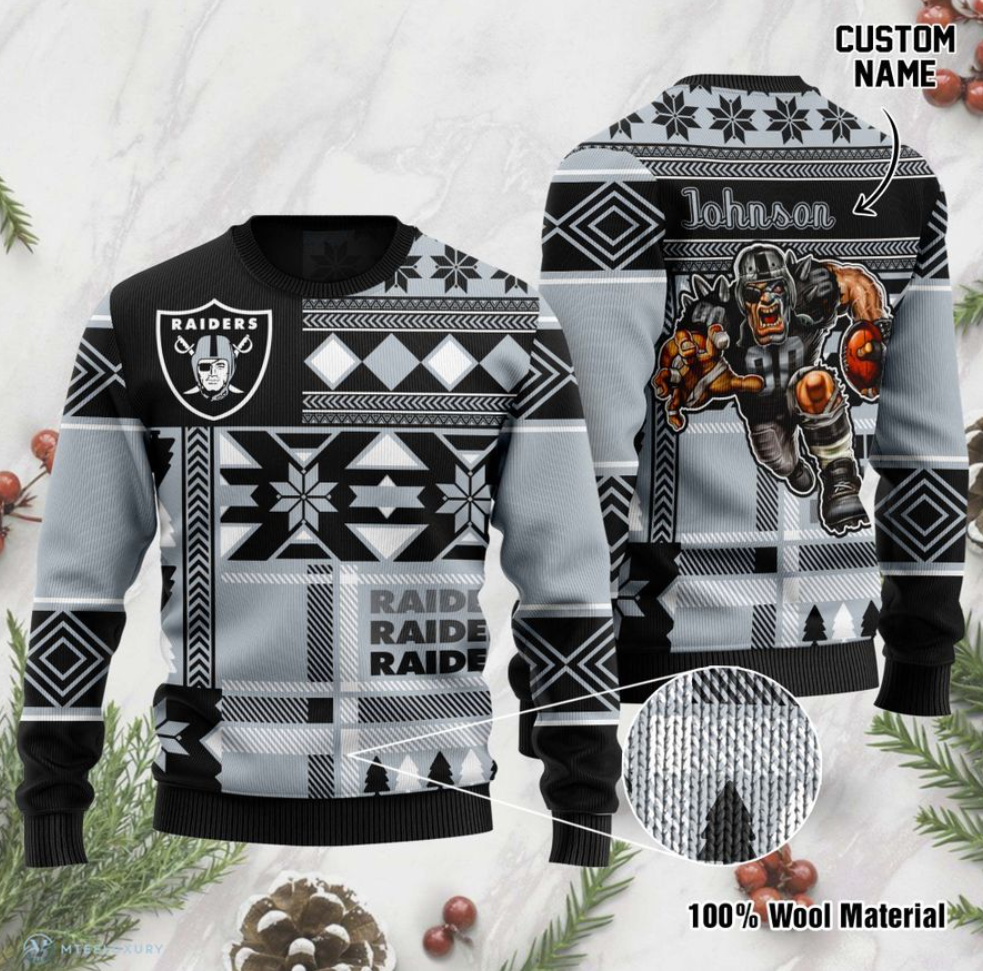 Personalized Oakland Raiders ugly sweater