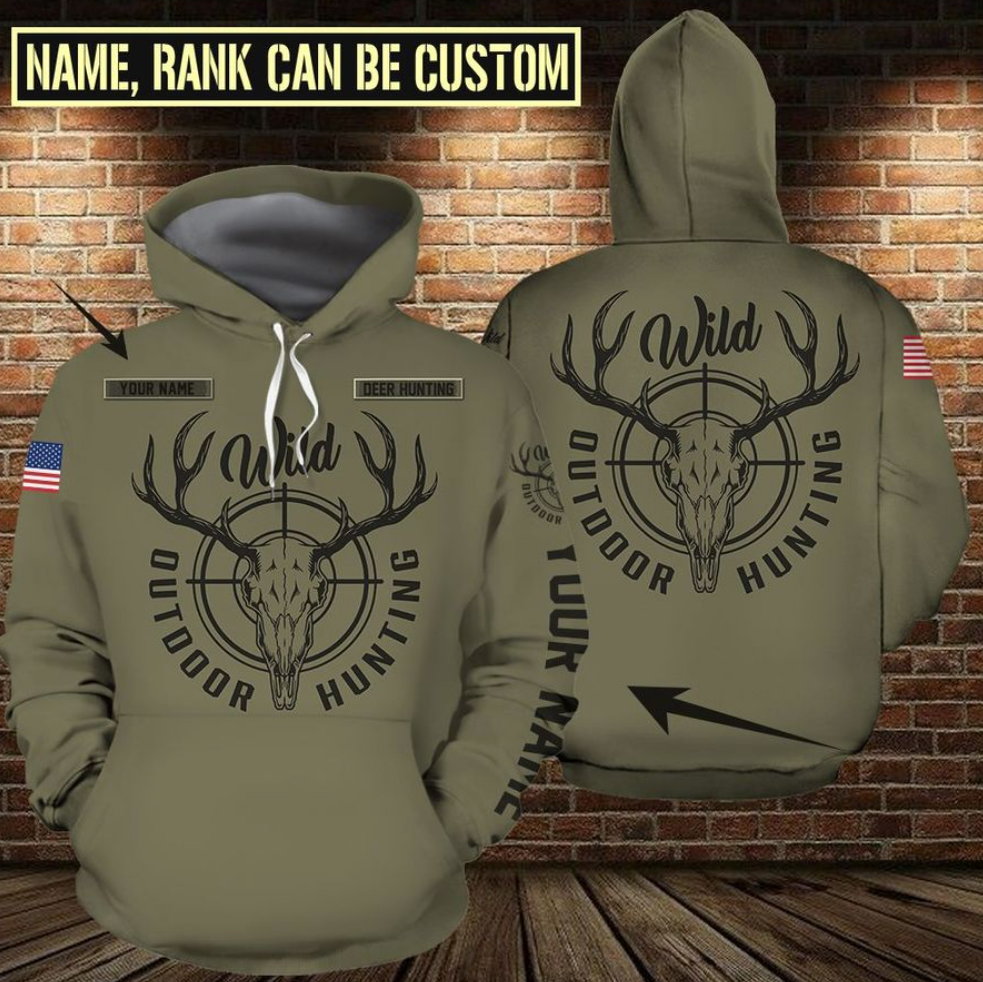 Personalized outdoor hunting all over printed 3D hoodie