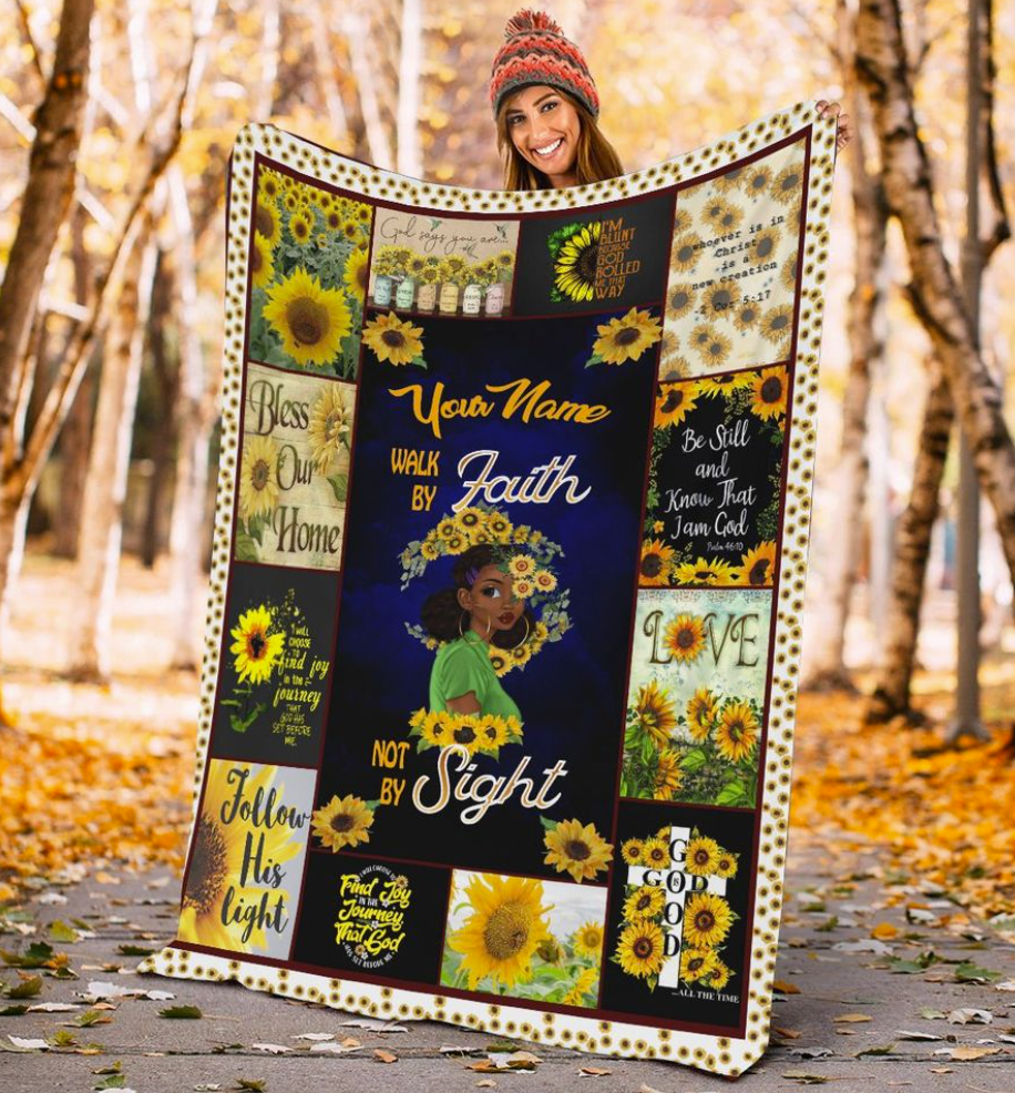 Personalized sunflower walk by faith not by sight quilt