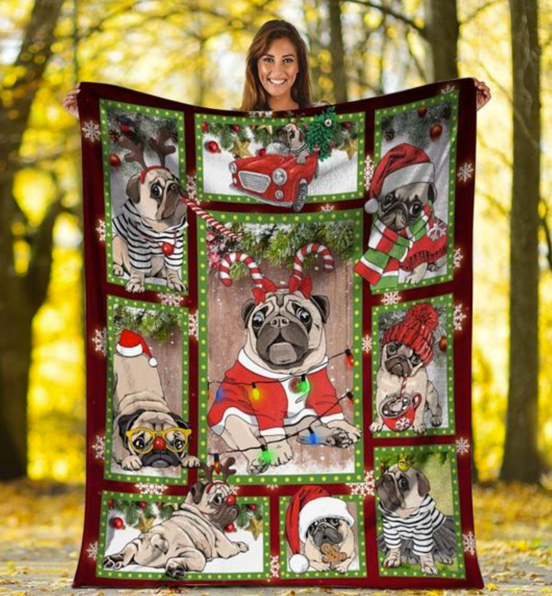 Pug Merry Christmas 3D quilt