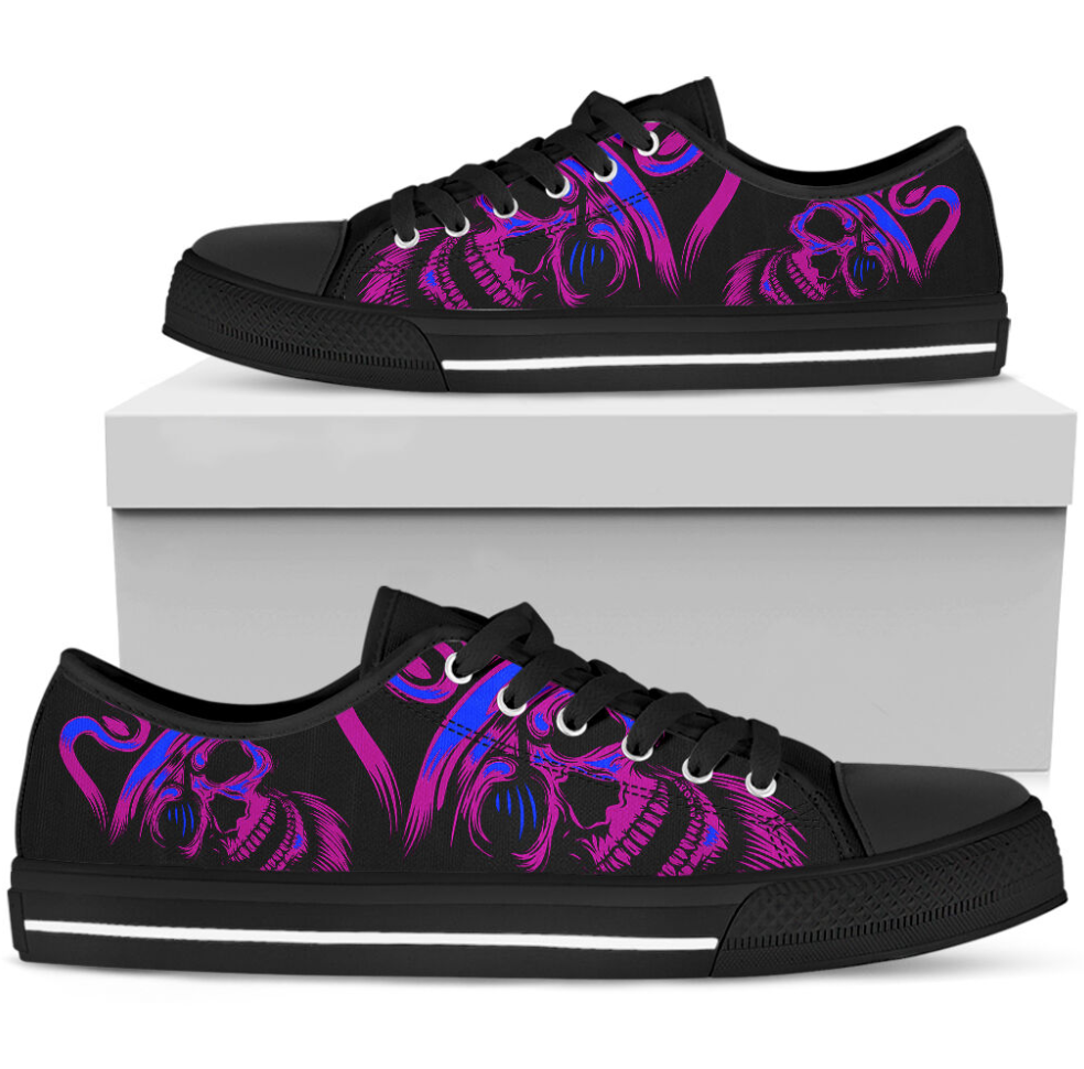 Purple skull low top shoes