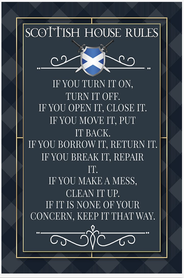 Scottish house rules poster