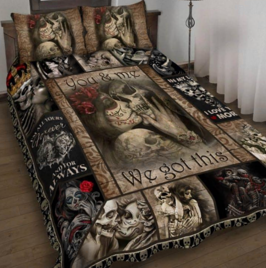 Skull you and me we got this bedding set