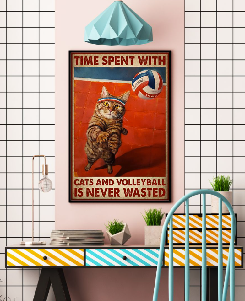 Time spent with cats and volleyball is never wasted poster