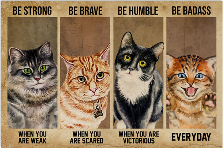 Cat be strong when you are weak be brave when you are scared poster