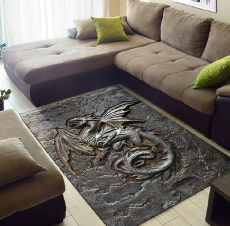 Dragon cracks metal rug