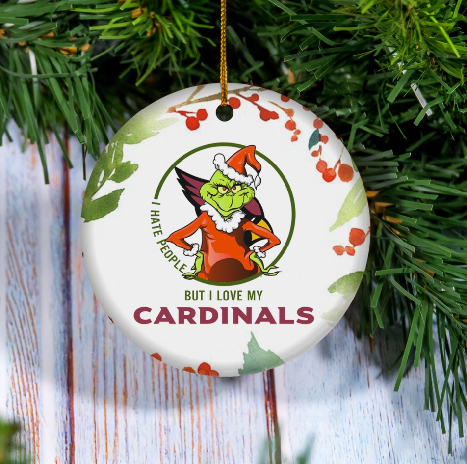 Grinch i hate people but i love Arizona Cardinals Christmas Ornament