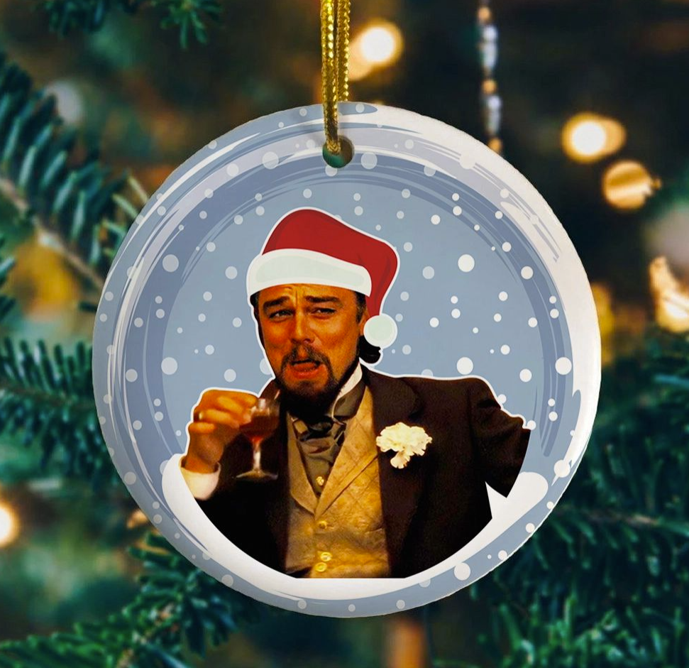 Leo laughing meme Christmas Ornament