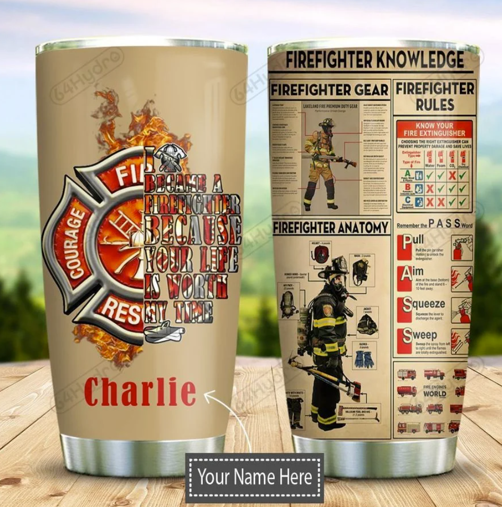 Personalized firefighter knowledge tumbler