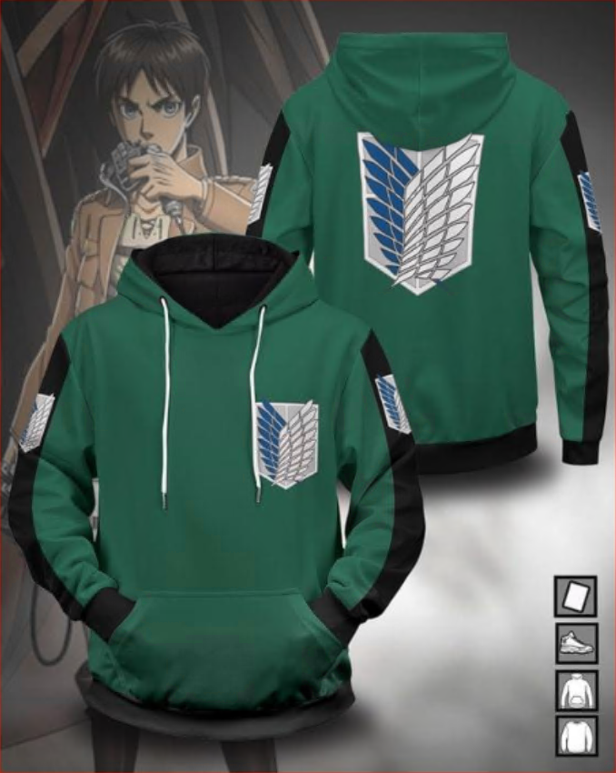 Attack On Titan logo all over printed 3D hoodie